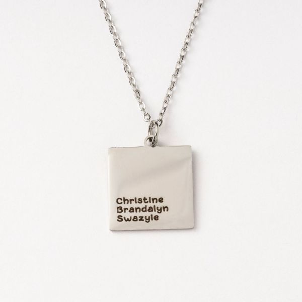 Picture of Silver Square Engraved Necklace 
